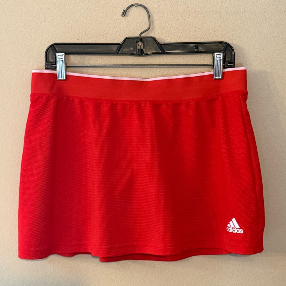 Adidas Size L Tennis Skort Skirt Red Athletic Pickleball Golf Built In Shorts